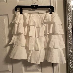Ruffled White Mini Skirt